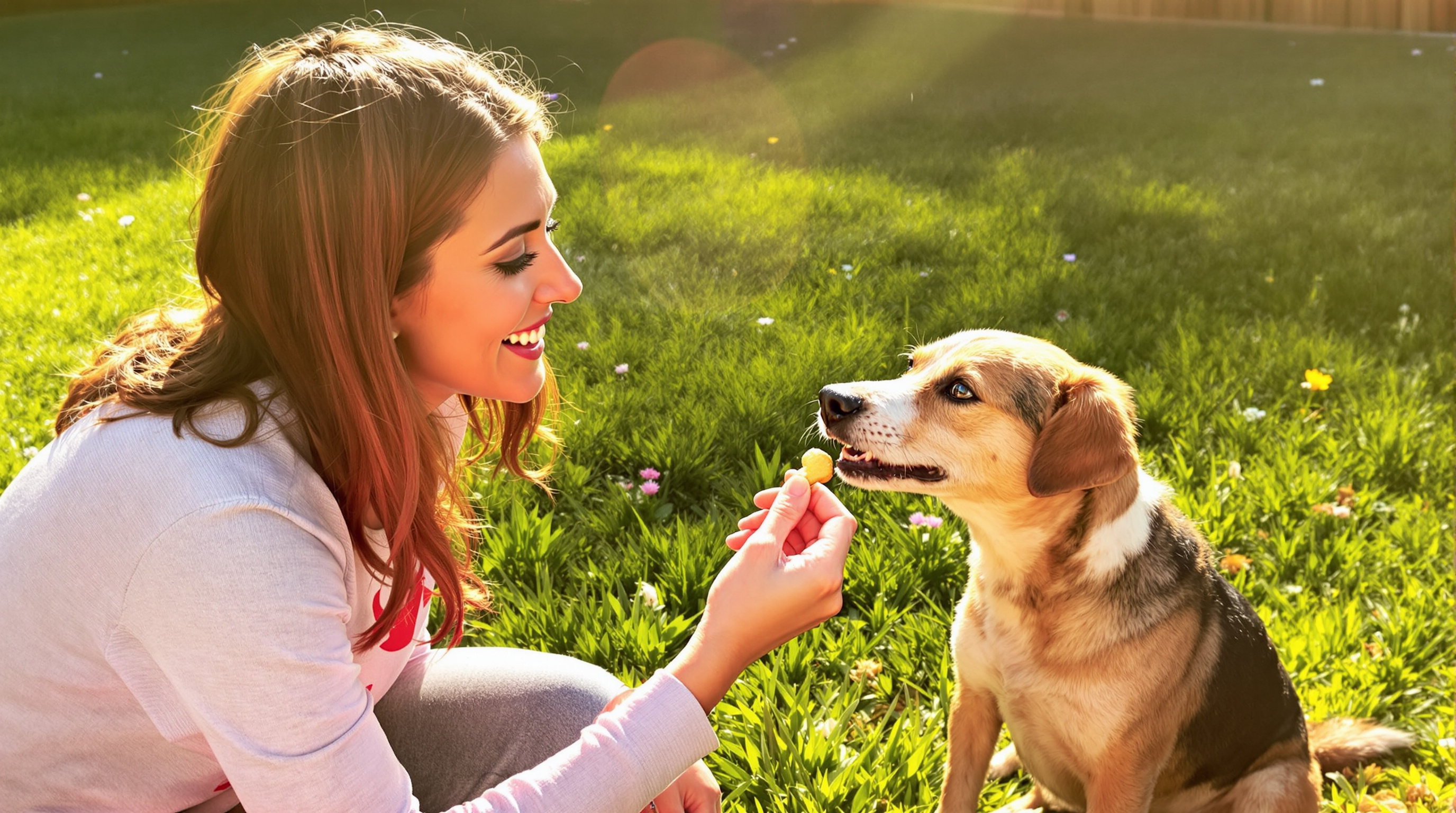 A dog being trained with positive reinforcement