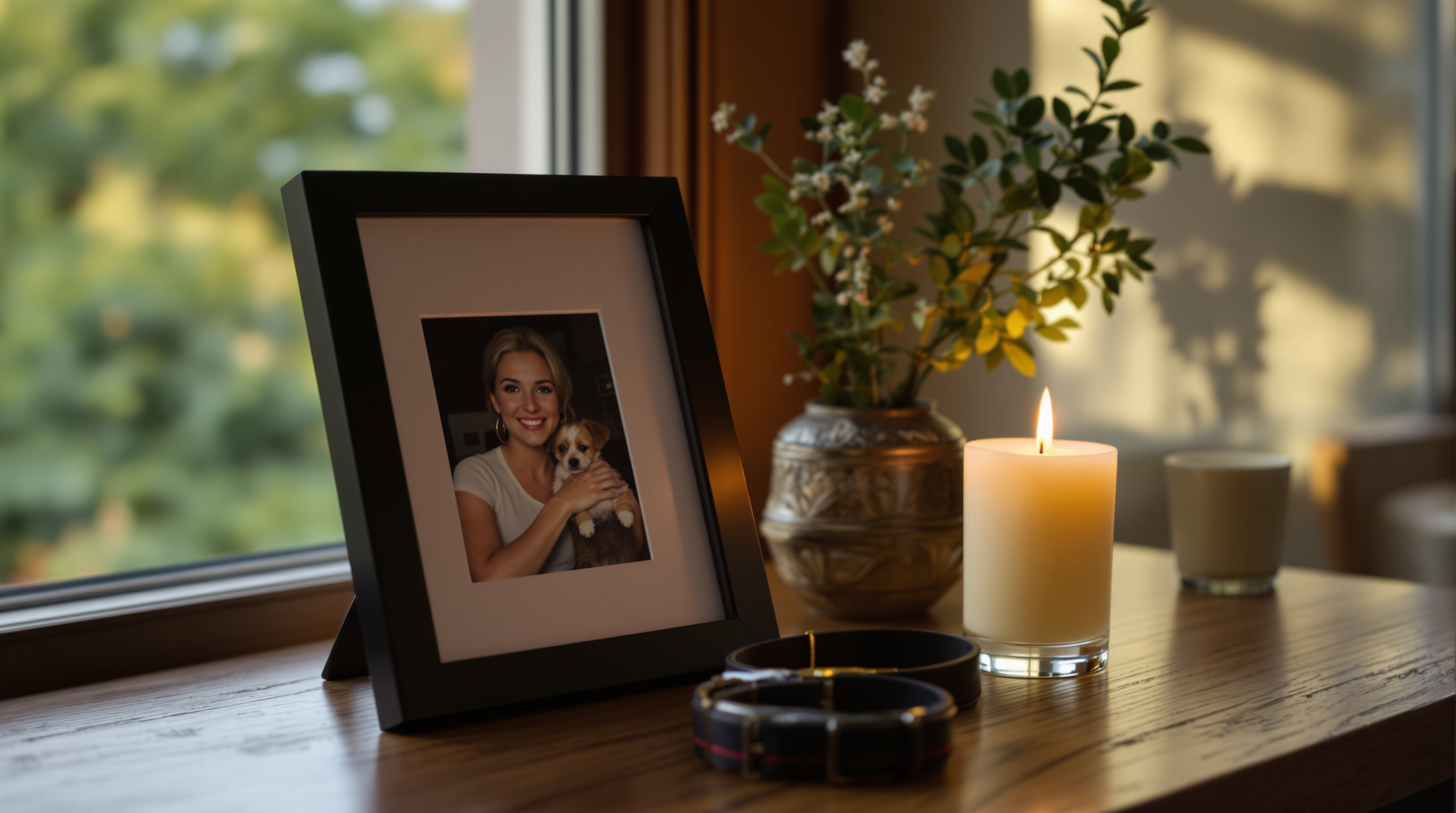 A quiet home memorial for a beloved pet
